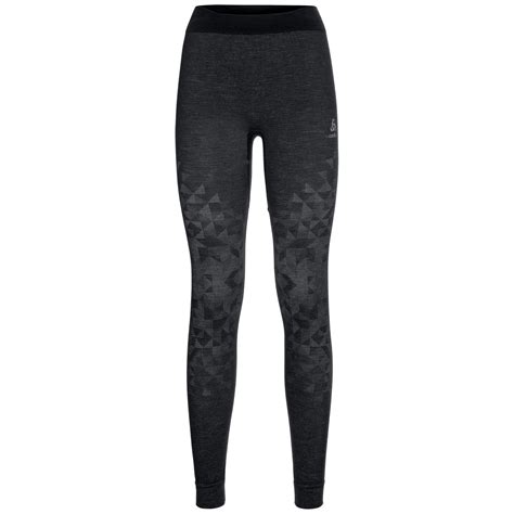 Odlo Kinship Performance Wool Warm Base Layer Bottoms Women Black Melange