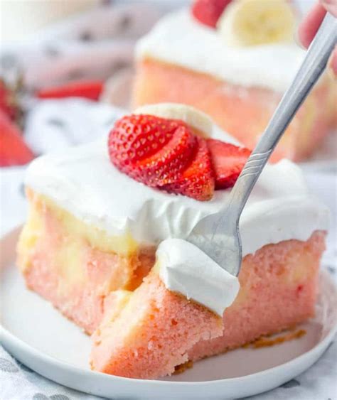 Strawberry Banana Poke Cake {a Fun Flavorful Summertime Dessert}