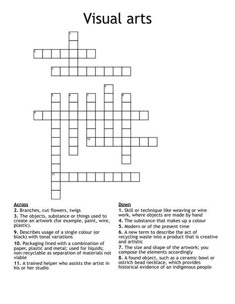 Visual Arts Crossword Wordmint