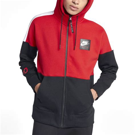 Nike - Nike Air Fleece Men's Full Zip Hoodie University Red-Black ...