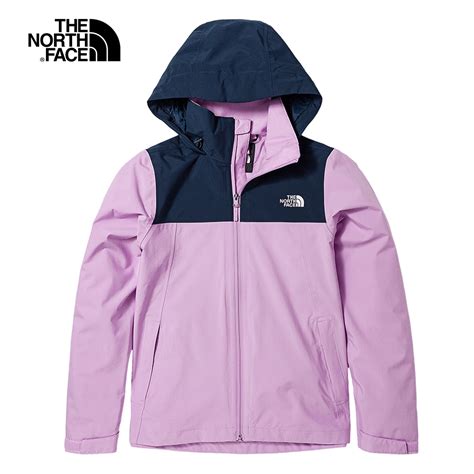 【the North Face 官方旗艦】北面女款紫色海軍藍拼接防水透氣可收納連帽衝鋒衣｜7wckitm 外套 Yahoo奇摩購物中心