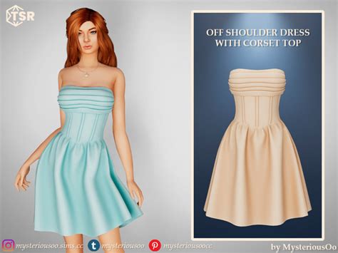 The Sims Resource Off Shoulder Dress With Corset Top