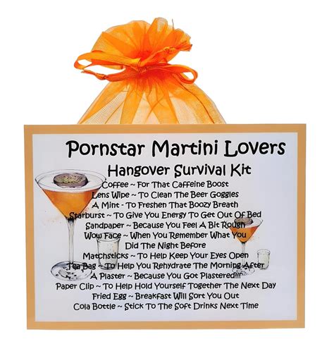 Pornstar Martini Lovers Hangover Survival Kit Fun Novelty Gift