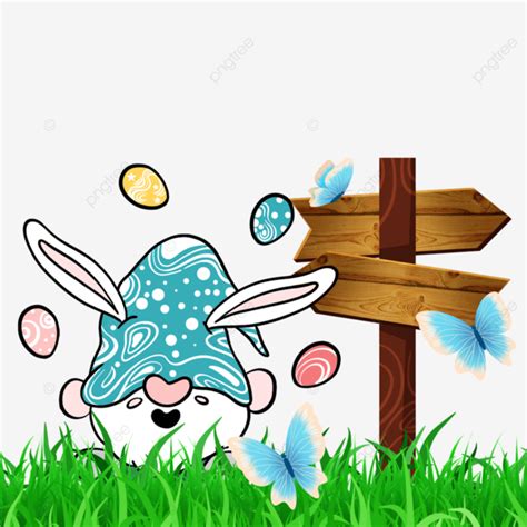 Easter Gnome Meadow Celebration Easter Gnome Grass Png Transparent