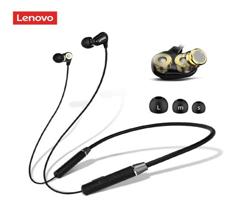 Lenovo He08 Wireless Headphones Neck Hanging Handsfree Earbuds Earphones With Mic Mini Smart