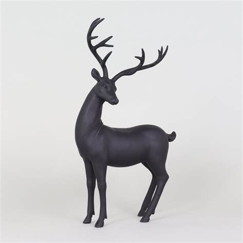 Matte Black Reindeer Statue Fourth Interiors