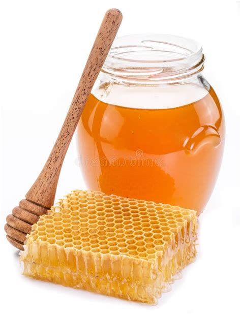 Jar Full Of Fresh Honey And Honeycombs Stock Photo Image Of Healthy