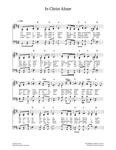 In Christ Alone Sheet Music For Piano Church Choir