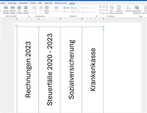 Ordnerrücken DIN A4 in Microsoft Word erstellen Tutorial