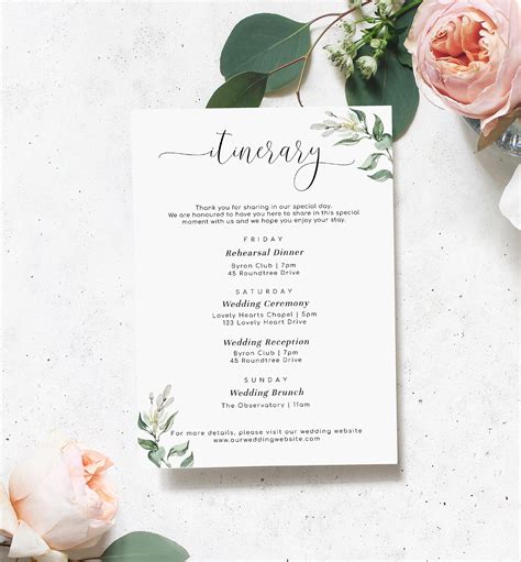 Bridal Shower Itinerary Template