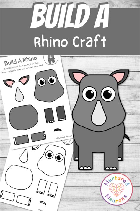 Cute Build A Rhino Craft (Cut And Paste Activity For Kids) - Nurtured Neurons