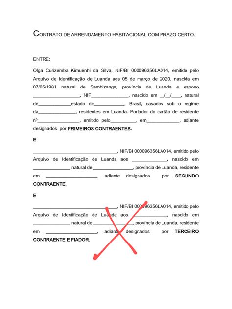 Contrato De Arrendamento Habitacional Com Prazo 1 Certo 104840 Cópia Pdf