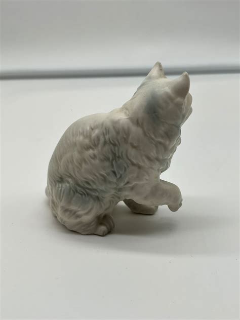 Lefton Sitting White Ceramic Cat Figurine Etsy