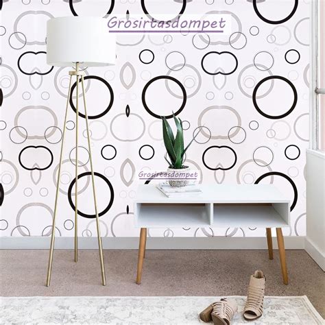 Jual Wallpaper Dinding Murah PUTIH POLKADOT HITAM WPS019 Stiker