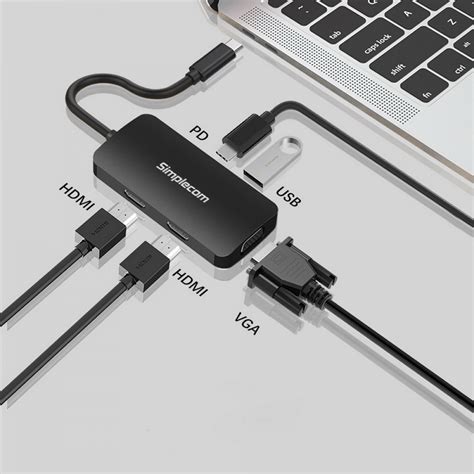 Simplecom Da450 5 In 1 Usb C Multiport Adapter Mst Hub With Vga And