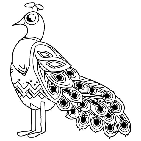 Peacock Coloring Page Black And White · Creative Fabrica