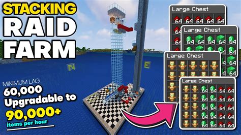 Minecraft Stacking Raid Farm Tutorial 60k100k Itemshr Chapman Minecraft Farms And Schematics