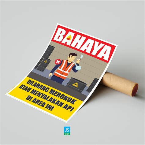 Jual POSTER SAFETY K3 DILARANG MEROKOK ATAU MENYALAKAN API Shopee