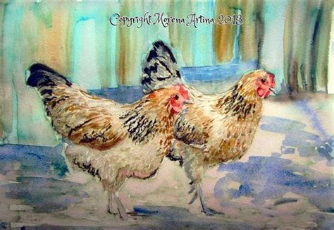 Best Foot Forward Chicken Hen Giclee Print Of Watercolour And Ink