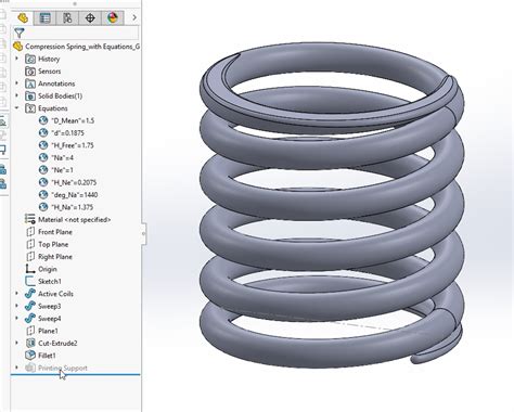 Compression Spring Equation Driven In Solidworks Grabcad Tutorials