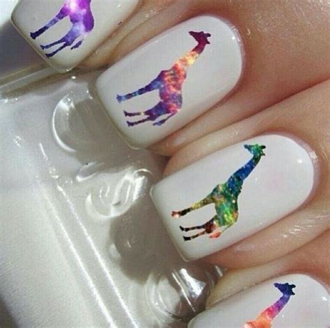 Galaxy Giraffe Nails Luxury Nails Nail Art White Nail Designs