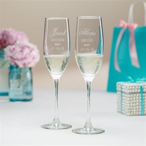 Bride And Groom Flutes Personalized Champagne Flutes Champagne Flute