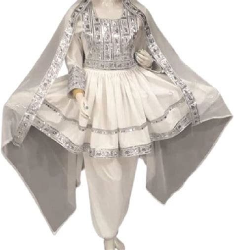 Afghan Kochi Handmade Afghan Traditional Dress In White Color Afghani