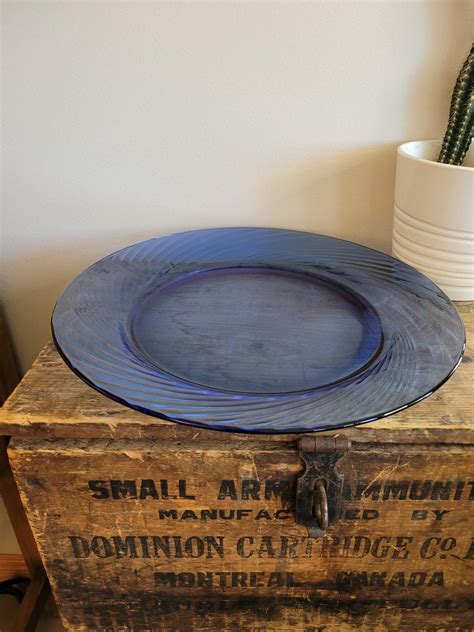 Vintage Pyrex Festiva Cobalt Blue Swirl Large Dinner Plates Set Of 4