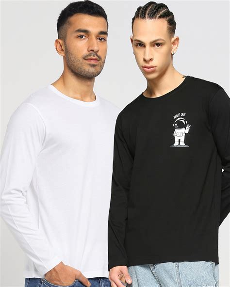 Buy Pack Of 2 Mens White And Black Printed T Shirts Online At Bewakoof