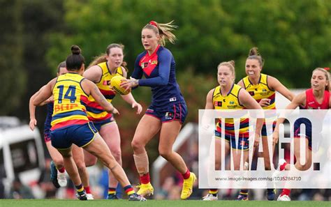 Aflw Demons Crows Tayla Harris Of The Demons Runs With The Ball During The Aflw Round 6 Match