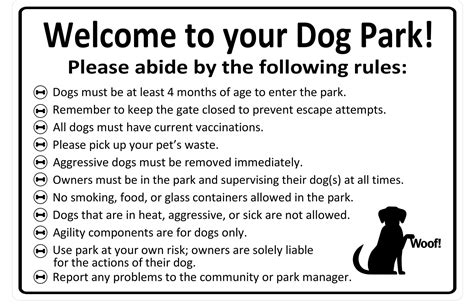 Standard Dog Park Rules Sign