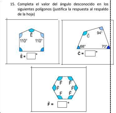 SOLVED 20 PUNTOS Completa El Valor Del Angulo Desconocido En Los