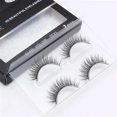 1 Box 2 Pairs Mink Fur Eyelashes 3d Natural False Eyelashes Individual