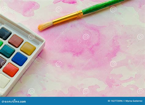 Abstract Watercolor Painting and Supplies Stock Photo - Image of hobby, interest: 152772096