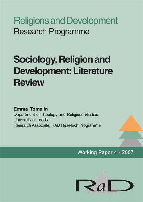 PDF Sociology Religion And Development Literature Review