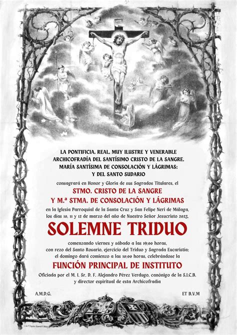 Solemne Triduo a nuestros Sagrados Titulares Archicofradía de la Sangre