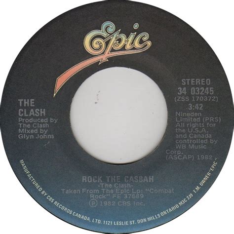 Rock The Casbah Red Angel Dragnet By The Clash Single Epic 34