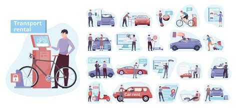 Transport Sharing Compositions Set 5751402 Vector Art At Vecteezy