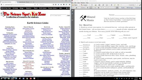 Mineral Mania Webquest Directions Worksheets Library