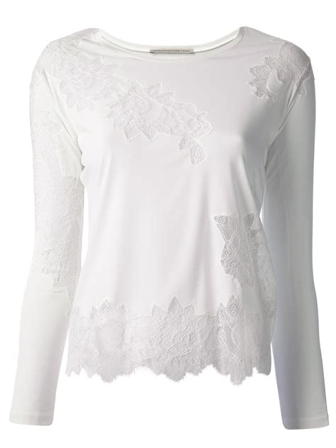 Ermanno Scervino Lace Insert Top In White Lyst