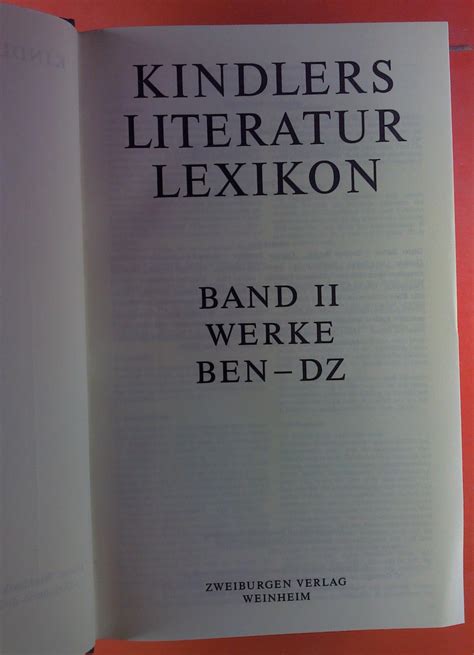 Kindlers Literatur Lexikon BAND II Werke Ben Dz By Hrsg Valentino