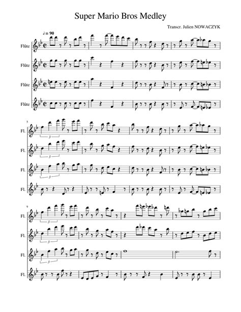 Super Mario Bros Medley Sheet Music For Flute Mixed Quartet