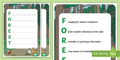 Forest Acrostic Poem Example Teacher Made Twinkl