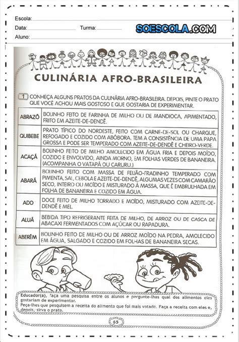 Atividades Receitas Culin Ria De Origem Africana Resultados Da