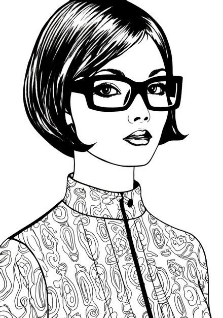 Premium AI Image | a black and white drawing of a woman wearing glasses.