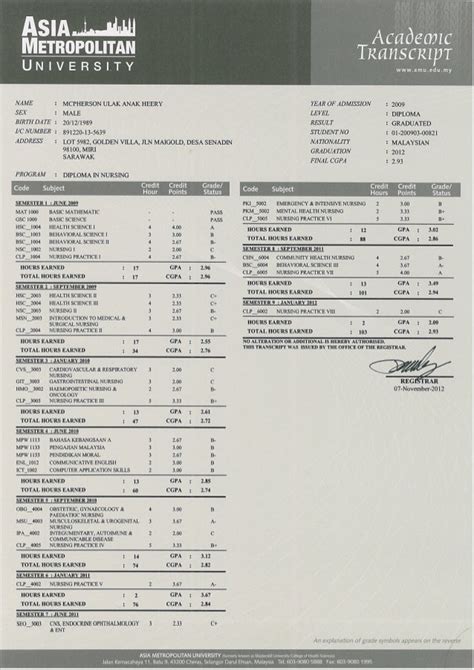 Academic Transcript 1