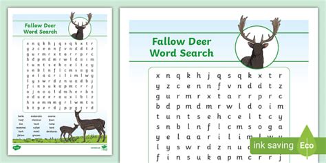 Fallow Deer Wordsearch Professor Feito Twinkl