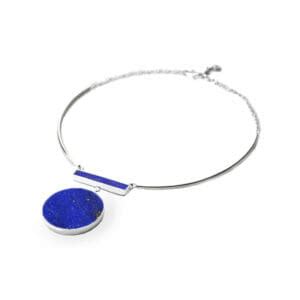 Natural Stone Lapis Lazuli And Silver Pendant Plus Silver Chain By Noqra