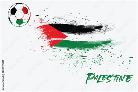 Graphic Design Team Palestine Soccer Ball On Palestine Flag Background