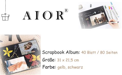 AIOR Fotoalbum Zum Selbstgestalten Scrapbook Album Zum Einkleben